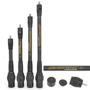 ZSHJGJR Archery Bow Stabilizer 6" 8" 10" 12" for Compound Bow, Carbon Fiber Body Flexible Core, Damping System and Weights Kit (8 Inch)