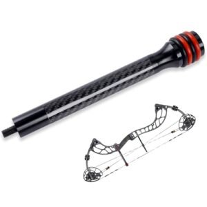 VOHEZPT 8 inch Archery Bow Stabilizer - Carbon Fiber Bow Balance Bar with Damping System and Weights Kit for Compound, Recurve Bow Hunting Archery Accessory Equipment