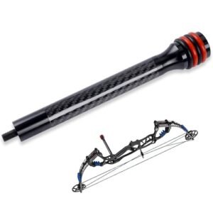 VOHEZPT 6 inch Archery Bow Stabilizer - Carbon Fiber Bow Balance Bar with Damping System and Weights Kit for Compound, Recurve Bow Hunting Archery Accessory Equipment