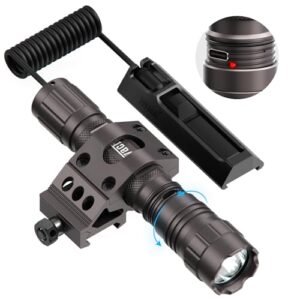 Feyachi 1500 Lumen LED Tactical Flashlight IPX7 Rating Rechargeable 4 Modes Weapon Light Picatinny Rail Flashlight Included with Pressure Switch