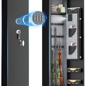 INTERGREAT 4-6 Rifle Gun Safe, Assembled Gun Safe Shotgun for Pistols and Home, Metal Gun Cabinet with Pockets for Handgun, 3 Adjustable Shelf, Firearms