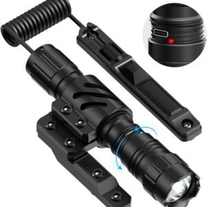 Feyachi 1500 Lumen Tactical Flashlight Rechargeable IPX7 Protection 4 Modes Weapon Light Mlok Mount Rail LED Flashlight Included with Pressure Switch