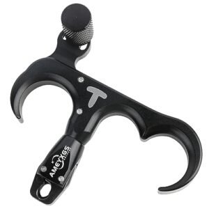 AMEYXGS Archery Bow Release for Compound Bows,Durable Aluminum 360° Rotate Caliper Thumb Release 3 Finger Release (Black)