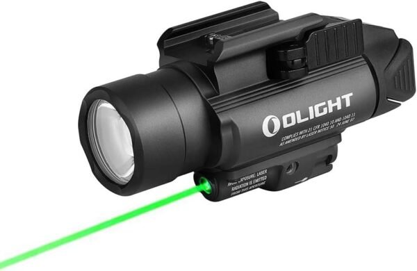 OLIGHT Baldr Pro 1350 Lumens Tactical Weaponlight with Green Light and White LED, 260 Meters Beam Distance Compatible with 1913 or GL Rail, Batteries Included(Black)