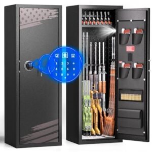 INTERGREAT [2024 New 10-12 Rifle Gun Safe, Gun Safes for Home Rifle and Pistols, Gun Cabinet for Rifles and Shotguns with Gun Rack and Removable Shelf, Large Gun Safe, Flaged Design, Pocket