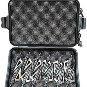 12pcs Archery Broadheads 3 Fixed Steel Blade 125 Grain Hunting Arrowheads Fit for Compound Bow and Crossbow with One Black Plastic Portable Broadheads Case