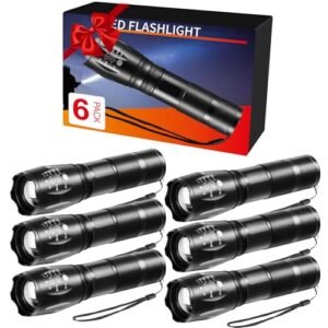 6Pack LED Flashlights High Lumens, 5Mode Tactical Flashlight for Home, Small Flashlights Powerful, Pocket Flashlight Bright, Adjustable Torch Light, Mini Flash Light for Emergencies Camping Outdoor