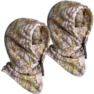 Watayo 2 Pcs Hunting Face Mask for Cold Weather- Winter Camouflage Balaclava Face Mask- Windproof Balaclava Ski Warmer Face Cover for Men Hunting Camping