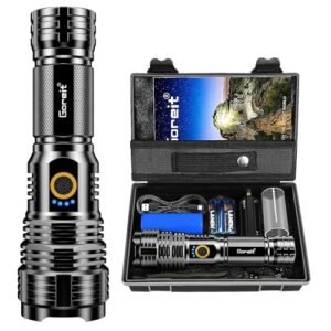 Flashlights LED High Lumens Rechargeable, Goreit 990000 Lumens XHP70.2 Super Bright Flashlight, Flash Light Battery Powered, Powerful Handheld Flashlight with holster for Emergency Camping Hiking Gift