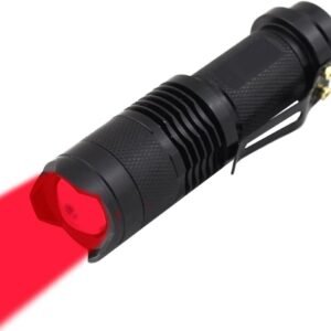 High Power Red LED Flashlight - Powerful Single Mode Red Light Torch for Astronomy, Aviation, Night Observation - Black