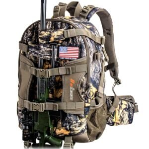 YVLEEN Hunting Backpack, Waterproof Camo Hunting Packs for Men, Durable Large Capacity Hunting Day Pack for Rifle Bow Gun