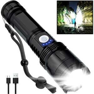 Rechargeable Flashlights High Lumens, 990,000 Lumens Super Bright LED Flash Light, 5 Modes, IPX6 Waterproof Handheld Flash Light for Home, Emergencies, Camping