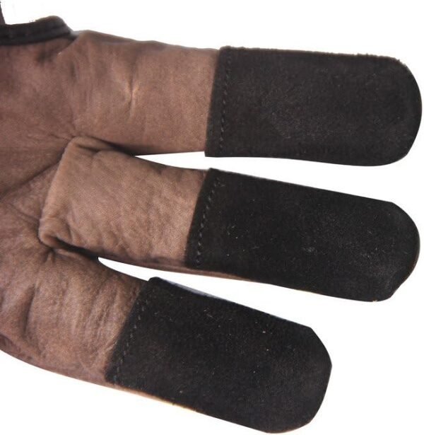 Handmade Brown Leather Three Finger Archery Gloves