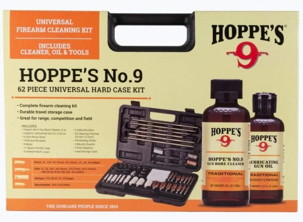 Hoppe's Deluxe Gun Cleaning Kit, 62 Piece Cleaning Kit with Oil, Brushes, Rods and More