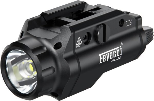 Feyachi HL-20 Pistol Light 1500 Lumen Upgrade LED Weapon Light Compact Rail Mounted Handgun Tactical Flashlight Rail Locating Keys for Picatinny, Black