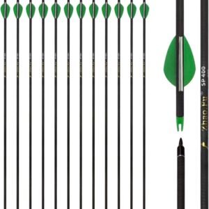 Zhao.Fu 29 Inch Carbon Arrow Practice Hunting Arrows Spine 400 with Removable Tips for Archery Compound & Recurve & Traditional Bow (12 Pcs)