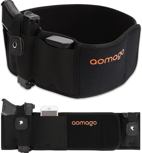 Belly Band Holster for Men Women - Gun Holster for Comfortable Carry Fits Glock, Smith Wesson, Taurus, Ruger, and More-Breathable Neoprene Waistband Holster for Most Pistols and Revolvers