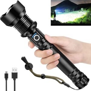 Flashlights High Lumens Rechargeable,990000 LM XHP90.2 Super Bright Flashlight with Zoomable & 5 Modes & IPX7 Waterproof for Camping