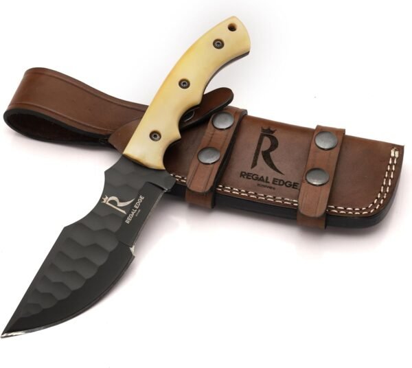 10-Inch Fixed Blade Hunting Knife with Sheath, Full Tang Survival Tactical Knife For Men, 1095c High Carbon Steel Bushcraft Knife With Bone Handle for Camping, Hunting, And Outdoor