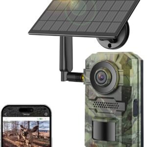 Cellular Trail Cameras, 2.7K Live View Game Cameras Built-in 4G LTE SIM Card, Night Vision Motion Activated, 0.2s Trigger Speed, 5W Solar Powered, IP65 Water-Resistant Hunting Accessories