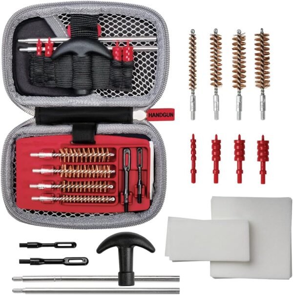 Real Avid Handgun Cleaning Kit: All in One 13 Piece Pistol Cleaning Kit With Cleaning Rod, Bore Brushes, Gun Cleaning Jags & Gun Cleaning Patches For .22 .357 9MM .38 .40 .44 & .45 Caliber Handguns