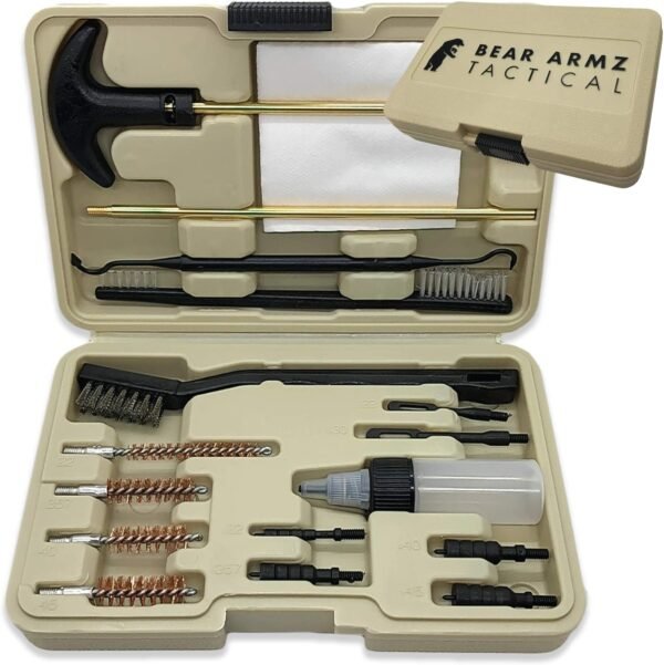 Universal Handgun Cleaning Kit | American Company | Gun Cleaning Kit for Calibers .22.357/9mm.38.40.45 | Compatible with Handguns, Revolvers, and Pistols | Hard Portable Case