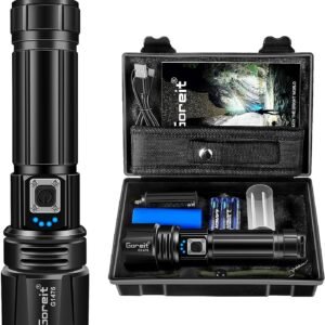 Goreit Flashlight High Lumens Rechargeable, 990,000 Lumen Led Flashlights XHP70.2 USB Super Bright Flash Light Battery Powered, Powerful Handheld Flashlights for Emergencies Camping, IP67 Waterproof