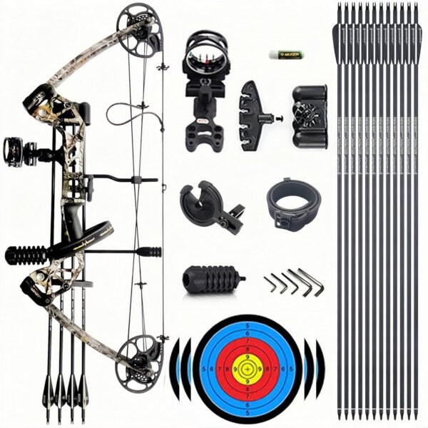 Lanneret Compound Bow and Archery Sets - Right Hand Archery Compound Bows 0-70 lbs Draw Weight Adjustable for Adults and Beginners，Hunting Bow Kit for Beginner