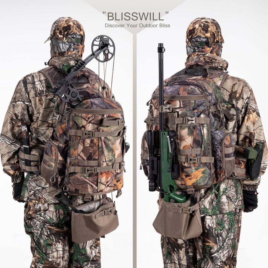 BLISSWILL 40L Hunting Backpack - Padded Weapon Holder, Bow & Rifle Gear ...