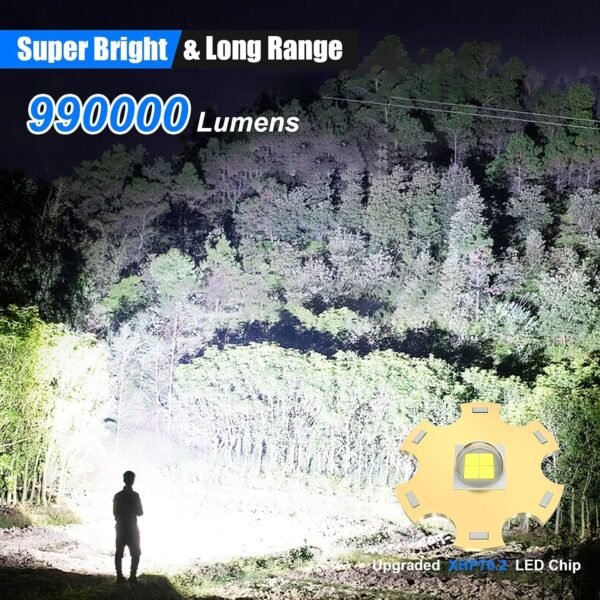 Goreit XHP70.2 Rechargeable LED Flashlight 990000 Lumens Waterproof Camping Tactical Light - Image 2