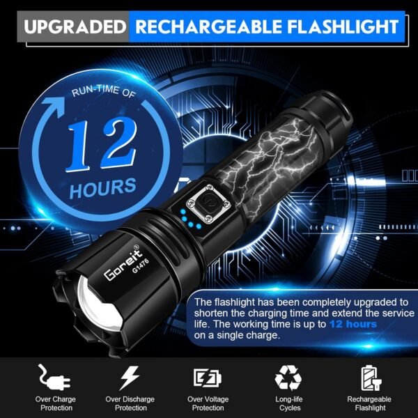 Goreit XHP70.2 Rechargeable LED Flashlight 990000 Lumens Waterproof Camping Tactical Light - Image 3