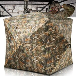 Hunting Blind 270°/360° See Through Ground Blind - 2-3 & 3-4 Person Pop Up Deer Blind for Hunting with Carring Bag - Portable Durable Blind for Turkey and Deer Hunting