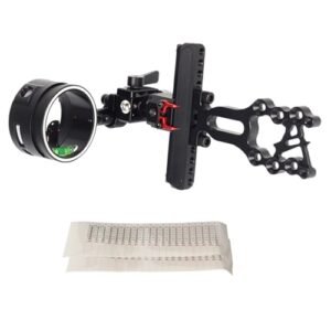 SOPOGER Archery Compound Bow Sight - Single Pin Archery Sight with Replacement Tape Quick Adjustable Aluminum Alloy Sight Long Bar Right Hand for Bow Hunting and Practice