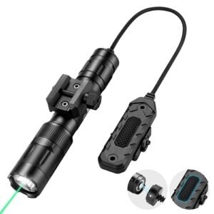 2500 Lumen Aircraft-Grade Aluminum Tactical Flashlight, 2.5Hours Long Runtime LED Weapon Lights, Rifle Light Laser Combo, Picatinny Rifle Flashlight with Momentary Strobe Function & Remote Switch