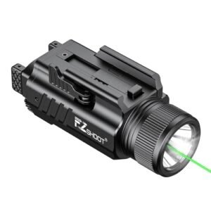 EZshoot 2000 Lumen Laser Light Combo for Pistol, High Lumen LED Tactical Flashlight with Quick Install Adjustable Slide Rail, Magnetic Rechargeable Strobe Green Laser Light for Picatinny Rail