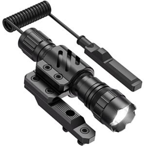 Feyachi FL14-MB Tactical Flashlight 1200 Lumen Matte Black LED Light with Flashlight Mount and Pressure Switch Included