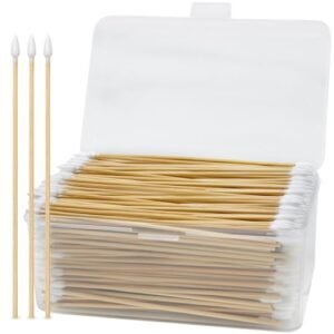 Gun Cleaning Swabs in Storage Box, 6 Inch Bamboo Handled Pistol Cleaning Swabs - Highly Absorbent Gun Swabs, Lint Free Gun Cleaning Supplies Swabs for Precision Gun Cleaning, Applying (500PCS)