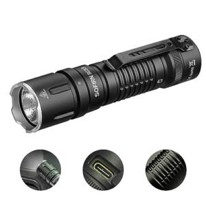 Tactical Flashlight Reachareable Flashlights High Lumens - Sofirn SC33 Super Bright Flashlight 5200 Lumens, Powerful Flashlight High Powered, Waterproof LED Flashlights for Home Camping Dog Walking