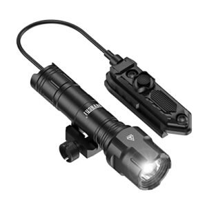 Feyachi 1200 Lumen Tactical Flashlight Matte Black LED Weapon Light with Pressure Switch, 3 Modes - High/Low/Strobe, Fixed Picatinny Flashlight Mount (Black)