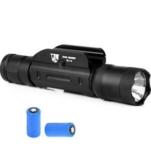 OZARK ARMAMENT Rifle Light Picatinny Flashlight - Tactical Flashlight for Rifles, Shotgun Flashlight with Pressure Switch, 600 Lumens LED, Aluminum, Water Resistant