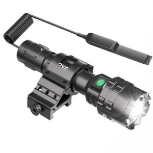 POVAST Picatinny Flashlight, Rail Light with Side Mount, 3000 Lumens Waterproof Weaponlight, 5 Mode Multifunction Remote Pressure Switch USB Rechargeable Flashlight for Outdoor Indoor, Matte Black