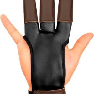 KESHES Archery Glove Three Finger Tab - Durable Leather Finger Protector for Recurve & Longbow Bows - Comfortable Finger Guard for Men, Women, & Youth - Ideal for Archery Hunting & Target Practice