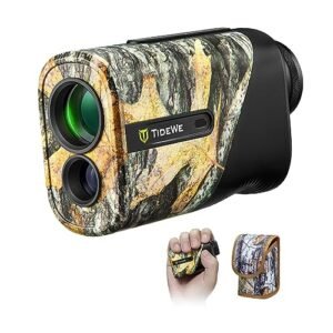 TIDEWE Hunting Rangefinder Mini with Rechargeable Battery, 875Y Laser Range Finder 6.5X Magnification, Distance/Angle/Speed/Scan Multi Functional Waterproof Rangefinder with Case (Leaf Camo)