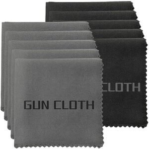 10 Pack Microfiber Gun Cleaning Cloth, 12"x12" Lint Free Gun Cleaning Rags, Reusable Microsuede Cleaning/Polishing Wipes Towels for Firearms, Knives, Glasses and Optics