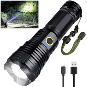 BengMxj Rechargeable LED Flashlights,990000 High Lumens Flashlight,XHP70 Tactical Flashlight with Zoomable, 5 Modes,Super Bright Waterproof Flashlights for Emergencies,Camping,Hiking,Home