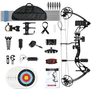 Wuxlisty Compound Bows Draw Weight 30-70lbs Ready to Shoot, Bow and Arrow Set for Adults, Archery Hunting Bow Set Come with All The Accessories (Black)