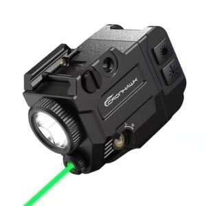 CRONHAWK 500 Lumens Tactical Weapon Flashlights Laser Sight - Rail-Mounted Light and Green Laser Light Combo for Pistol with Picatinny Rail and GL Rails - Magnetic Charging Port