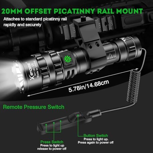 Tactical Rifle Flashlight 5000LM Picatinny Mount USB Rechargeable...
