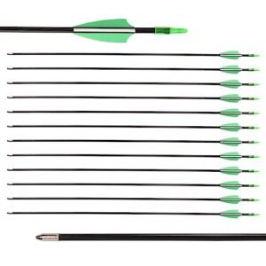 LWANO 28" Fiberglass Arrows - Archery Practice Target Arrows with Blunt Tips Durable Shaft for Youth Kids Children Beginners on Recurve&Long Bows(Pack of 12)