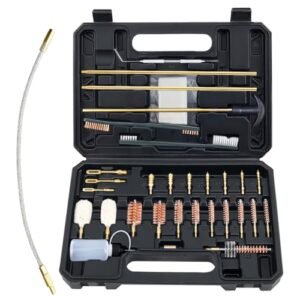Bore Baby Gun Cleaning Kit Universal Supplies for Rifle Pistol Shotgun with Portable Carrying Case for 12Ga 20Ga .22 5.56mm .223 Chamber .243/6MM .270/284 .30/308 357/38 9MM .40 .45 (Brass Jag